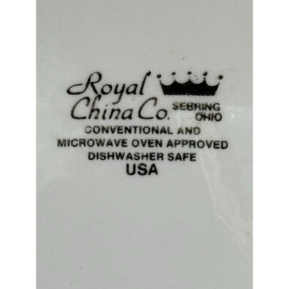 Old Homestead in Winter Pie Plate Royal China Green 10 Currier & Ives Blue Set 2 - Picture 4 of 10